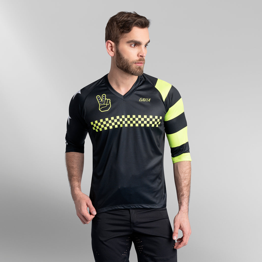 JERSEY DE CICLISMO MTB 25SP MANGA 3/4 NEGRA