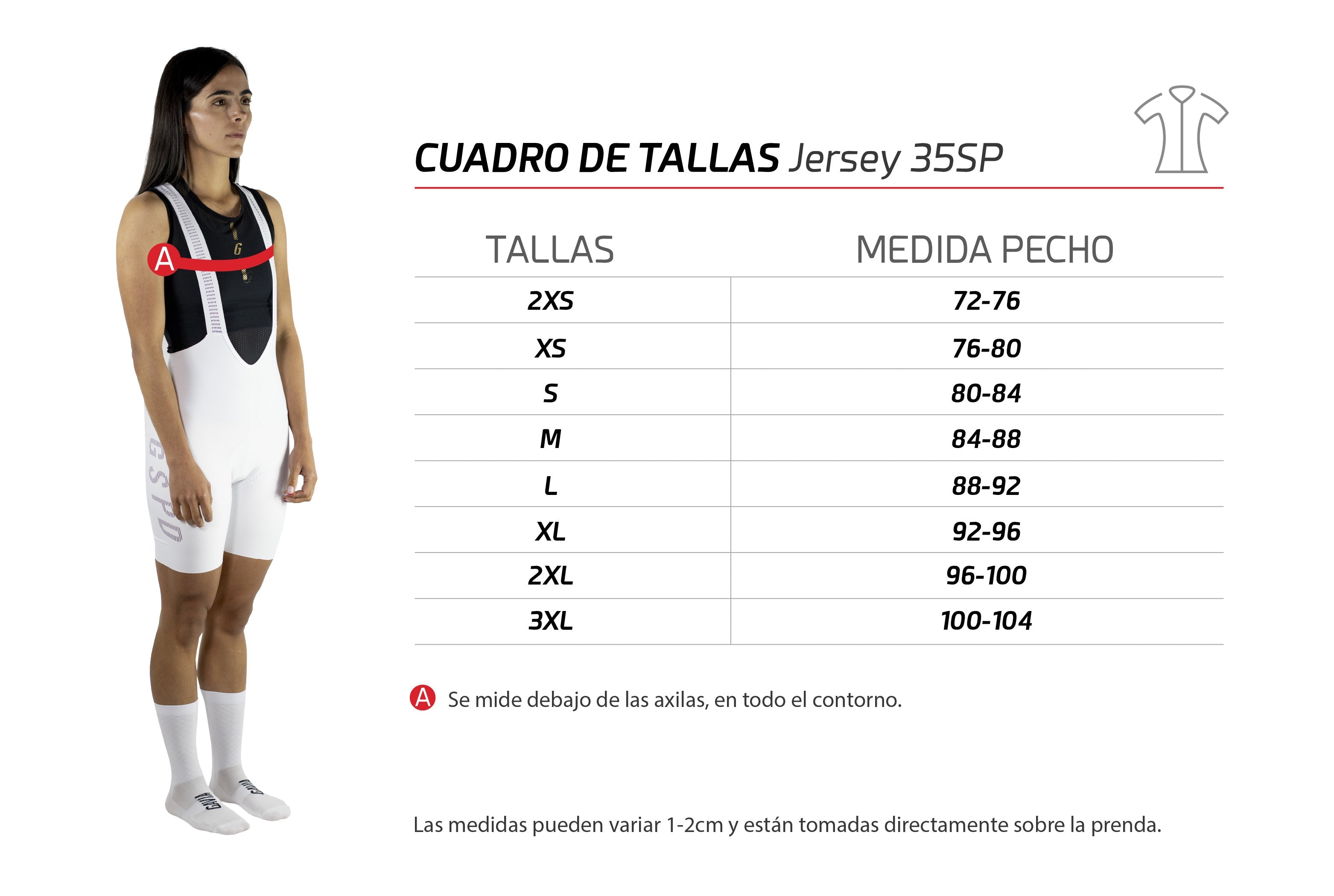 Cuadro de tallas Jersey 35SP Dama