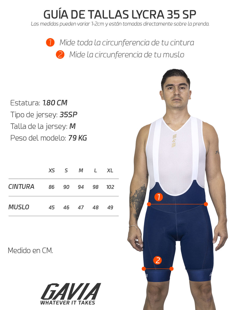 BIB 35 SP PANTALONETA DE CICLISMO PAD NACIONAL SIN CARGADERA NEGRO - Gavia