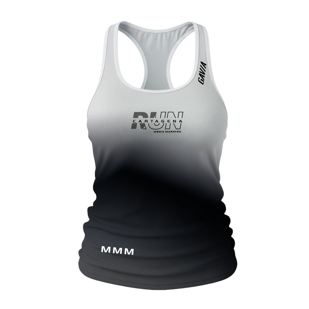 Camisilla de Running 15SP Edición Especial Media Maratón del Mar Negra Mujer