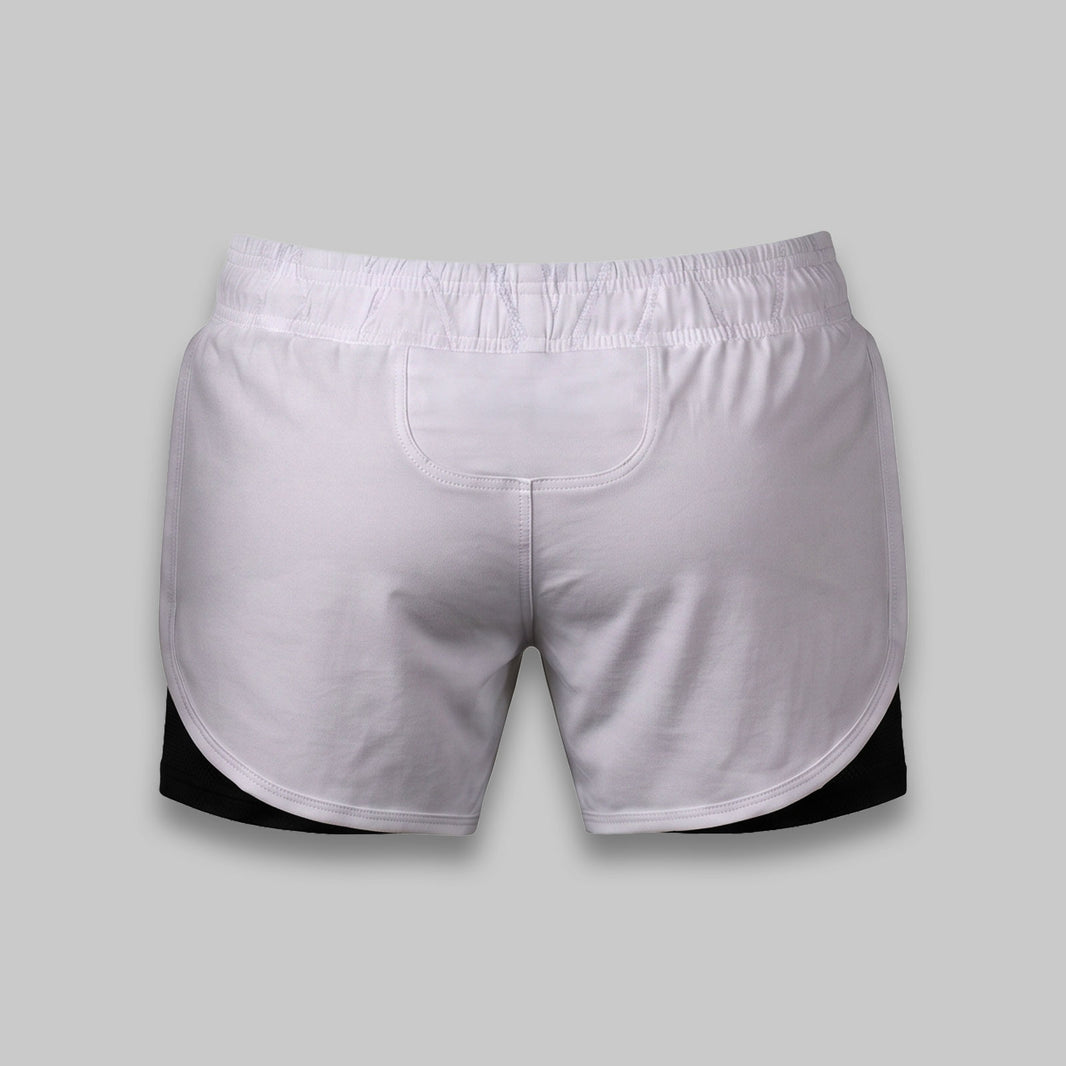 WHITE RUNNING SHORTS